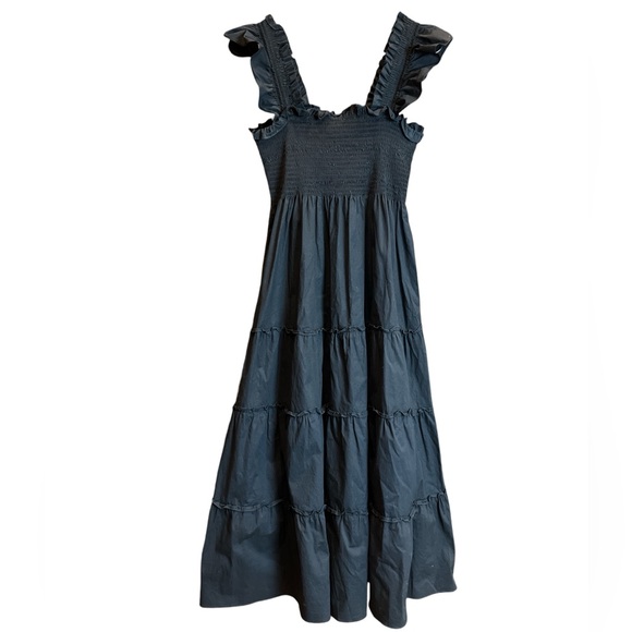 Hill House The Ellie Maxi Nap Cottagecore Milkmaid Dress Black SZ S New - Picture 6 of 9